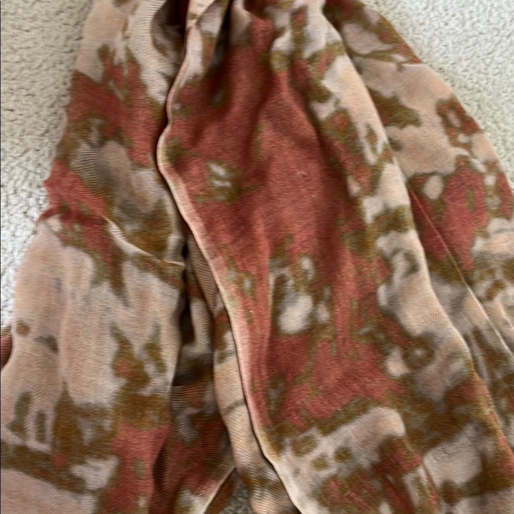 Eileen Fisher Abstract Pattern Scarf in Brown and Green - Picture 4 of 7